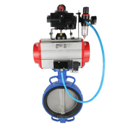 Затвор дисковый поворотный WBV1413E-2W-Fb-H Ду200 Ру16, корпус - чугун GGG50, диск - чугун GGG40, уплотнение - EPDM, с пневмоприводом PA-DA-130 двойного действия, пневмораспределителем 4M310-08 DC24V, БКВ APL-410N EX, БПВ AFC2000