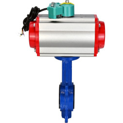 Затвор дисковый поворотный WBV1132N-2W-Fb-H Ду150 Ру16 корпус - чугун GG25, диск - нержавеющая сталь 316L, уплотнение - NBR, с пневмоприводом PA-DA-105, пневмораспределителем 4M310-08 AC220V и магнитным переключателем ALS200D