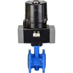 Затвор дисковый поворотный WBV1331E-2W-F-H Ду125 Ру16 фланцевый, корпус - чугун GGG40, диск - нержавеющая сталь 304, уплотнение - EPDM, с электроприводом четвертьоборотным QTSA-N-030EM-O0-220VAC с пружинным возвратом