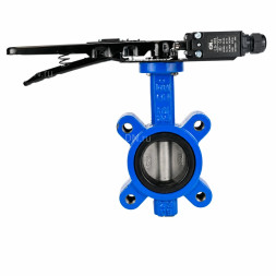 Затвор дисковый поворотный WBV1631E-2W-Fb-H Ду100 Ру16 LUG межфланцевый, корпус - чугун QT450, диск - нержавеющая сталь AISI 304, уплотнение - EPDM, с рукояткой и двумя концевыми датчиками LS-103 250В