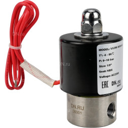 Клапан электромагнитный VS131-NT-NC-24VDC 1/8″ Ду6 Ру10, соленоидный двухходовой, корпус - нержавеющая сталь 304, уплотнение - NBR, резьбовой, нормально-закрытый, прямого действия, катушка - 24В