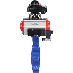 Затвор дисковый поворотный WBV1616N-2W-Fb-H Ду100 Ру16 LUG корпус - чугун QT450, диск - чугун QT450, уплотнение - NBR, с пневмоприводом PA-DA-083, пневмораспределителем 4M310-08 AC220V и БКВ APL-210N