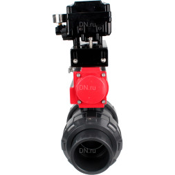 Кран шаровой BV4242E-FP-GRM-ISO Дн80 Ру10 полнопроходной, корпус - НПВХ, шар - НПВХ, уплотнение - EPDM, с пневмоприводом PA-SA-065 и пневмопозиционером YT-1000RSN без обратной связи