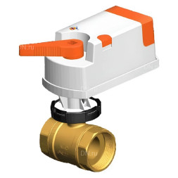 Кран шаровой BVR0031P-SP-T-ED 1″ Ду25 Ру20 двухходовой, неполнопроходной, резьбовой, материал корпуса - латунь 59(ЛС59-1), уплотнение - PTFE, с электроприводом 0-10В 24VDC