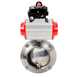 Затвор дисковый поворотный WBV3131S-2W-W-H Ду25 Ру10 под приварку, пищевая нержавеющая сталь 304, уплотнение – Silicon, с пневмоприводом PA-SA-065 и БКВ APL-410N EX