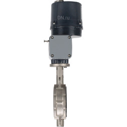 Затвор дисковый поворотный WBV3232N-2W-Fb-H Ду65 Ру16, корпус - нержавеющая сталь 316L, диск - нержавеющая сталь 316L, уплотнение - NBR, с электроприводом QTSA-N-005EM-O0-220VAC с пружинным возвратом