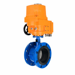 Затвор дисковый поворотный WBV1331E-2W-F-H Ду125 Ру16 фланцевый, корпус - чугун GGG40, диск - нержавеющая сталь 304, уплотнение - EPDM, с электроприводом QT-EX-030M-O2-220VAC-У1 с моментной муфтой 220В