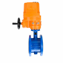 Затвор дисковый поворотный WBV1331E-2W-F-H Ду125 Ру16 фланцевый, корпус - чугун GGG40, диск - нержавеющая сталь 304, уплотнение - EPDM, с электроприводом QT-EX-030M-O2-220VAC-У1 с моментной муфтой 220В