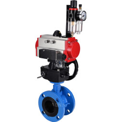 Затвор дисковый поворотный WBV1313E-2W-F-H Ду125 Ру16 фланцевый, корпус - чугун GGG40, диск - чугун GGG40, EPDM, с пневмоприводом PA-DA-130, пневмораспределителем 4M310-08 AC220V, ручным дублером MON1-250-T26-ISO и БПВ AFC2000