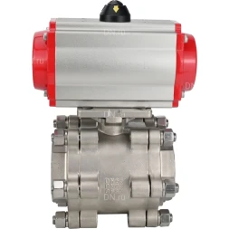 Кран шаровой BV3232P(3pc)-FP-SW-ISO-H Ду40 Ру63 полнопроходной, корпус - нержавеющая сталь SS316, под приварку, с пневмоприводом PA-SA-105, пневмораспределителем 4M310-08 DC24V