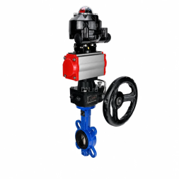 Затвор дисковый поворотный WBV1413E-2W-Fb-H Ду65 Ру16, корпус - чугун GGG50, диск - чугун GGG40, уплотнение - EPDM, с пневмоприводом PA-DA-052, БКВ APL-510N EX и ручным дублером MON1-250-T26-ISO