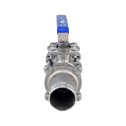 Кран шаровой BV3232P(3pc)-FP-W-ISO-H LONG Ду10 Ру63 полнопроходной, трехсоставной, корпус - нержавеющая сталь 316, уплотнение - PTFE, под приварку, с рукояткой