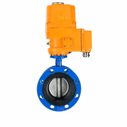 Затвор дисковый поворотный WBV1331E-2W-F-H Ду200 Ру16 фланцевый, корпус - чугун GGG40, диск - нержавеющая сталь 304, уплотнение - EPDM, с электроприводом QT-EX-040M-O2-220VAC-У1 с моментной муфтой 220В