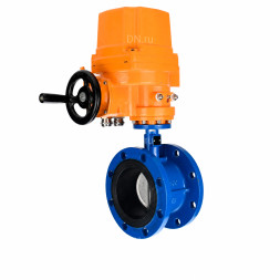 Затвор дисковый поворотный WBV1331E-2W-F-H Ду200 Ру16 фланцевый, корпус - чугун GGG40, диск - нержавеющая сталь 304, уплотнение - EPDM, с электроприводом QT-EX-040M-O2-220VAC-У1 с моментной муфтой 220В
