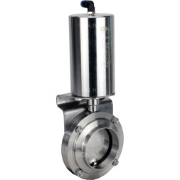 Затвор дисковый поворотный WBV3131S-2W-W-H Ду32 Ру10 под приварку, пищевая нержавеющая сталь 304, уплотнение – Silicon, с пневмоприводом PA-SA-85 с возвратными пружинами