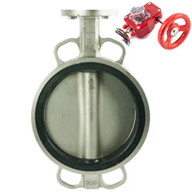 Затвор дисковый поворотный WBV3232V-2W-Fb-H Ду125 Ру16 межфланцевый, корпус - нержавеющая сталь 316L, диск - нержавеющая сталь 316L, уплотнение - Viton, с редуктором HGBF RQN1-180Z с индикатором положения и датчиком обратной связи в Уфе