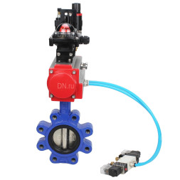 Затвор дисковый поворотный WBV1616E-2W-Fb-H Ду65 Ру16 LUG корпус - чугун QT450, диск - чугун QT450, уплотнение - EPDM, с пневмоприводом PA-DA-065, пневмораспределителем 4V320-10 AC220V, БКВ APL-210N и БПВ AFC2000