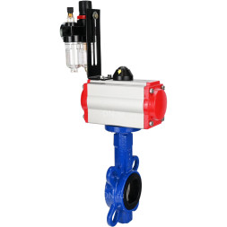 Затвор дисковый поворотный WBV1432N-2W-Fb-H Ду100 Ру16, корпус - чугун GGG50, диск - нержавеющая сталь 316L, уплотнение - NBR, с пневмоприводом PA-DA-083 двойного действия, пневмораспределителем 4M310-08 AC220V, БПВ AFC2000