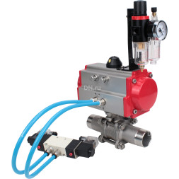 Кран шаровой BV3131P(3pc)-FP-W-ISO-H LONG Ду150 Ру16 полнопроходной, корпус - нержавеющая сталь 304, уплотнение - PTFE, под приварку, с пневмоприводом PA-SA-210, пневмораспределителем 4V320-08 AC220V и БПВ AFC2000