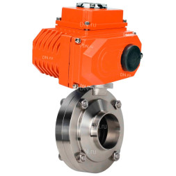 Затвор дисковый поворотный WBV3131S-2W-W-H Ду15 Ру10 под приварку, корпус - пищевая нержавеющая сталь 304, уплотнение - Silicon, с электроприводом QT-N-003EM-O1-24VDC-У1 24В HARK