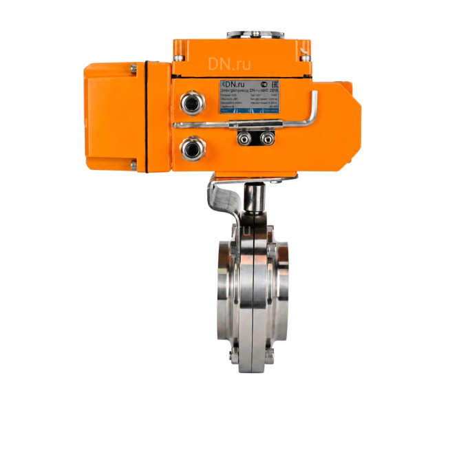 Затвор дисковый поворотный WBV3131E-2W-W-H Ду20 Ру10 под приварку, корпус - пищевая нержавеющая сталь 304, уплотнение - EPDM, с электроприводом QT-N-005EM-B1-220VAC-У1 c датчиком обратной связи и входным управляющим сигналом 0-10В HARK в Уфе