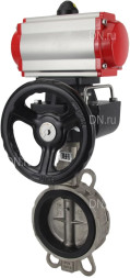 Затвор дисковый поворотный WBV3432V-2W-Fb-H Ду150 Ру16, корпус - углеродистая сталь WCB, диск - нержавеющая сталь 316L, уплотнение - Viton, с пневмоприводом PA-DA-105 двойного действия, с ручным дублером MON3-700-T38-ISO