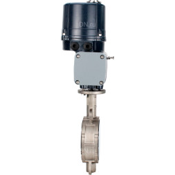 Затвор дисковый поворотный WBV3232P-2W-Fb-H Ду150 Ру16, корпус - нержавеющая сталь 316L, диск - нержавеющая сталь 316L, уплотнение - PTFE, с электроприводом QTSA-N-030EM-O0-220VAC с пружинным возвратом