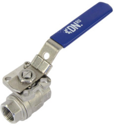 Кран шаровой BV3232P(2pc)-FP-T-ISO-H Ду15 Ру63 полнопроходной двухходовой, нержавеющая сталь 316, внутренняя резьба, уплотнение - PTFE, с ISO-фланцем и рукояткой, 9х9, F03/F04