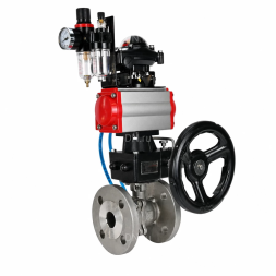 Кран шаровой BV3232P(2pc)-FP-F-ISO-H Ду150 Ру16, 24х24, полнопроходной фланцевый, корпус - нерж.сталь SS316, уплотнение - PTFE, с пн.приводом PA-DA-140, пн.распредел 4M320-08 AC220V, БКВ APL-210N, ручн.дублером MON4-1200-T54-ISO и БПВ AFC2000