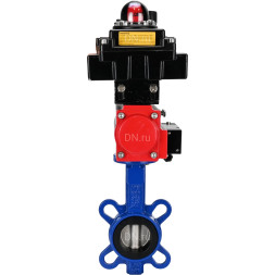 Затвор дисковый поворотный WBV1432N-2W-Fb-H Ду100 Ру16, корпус - чугун GGG50, диск - нержавеющая сталь 316L, уплотнение - NBR, с пневмоприводом PA-DA-083, пневмораспределителем 4M310-08 AC220V, БКВ APL-410N EX и БПВ AFC2000