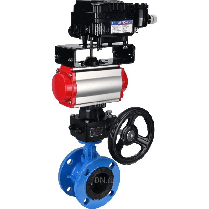 Затвор дисковый поворотный WBV1313E-2W-F-H Ду50 Ру16 фланцевый, корпус - чугун GGG40, диск - чугун GGG40, EPDM, с пневмоприводом PA-DA-105, позиционером YT-1000RSN с обратной связью и ручным дублером MON1-250-T26-ISO в Уфе