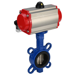 Затвор дисковый поворотный WBV1132N-2W-Fb-H Ду50 Ру16, корпус - чугун GG25, диск - нержавеющая сталь 316L, уплотнение - NBR, с пневмоприводом PA-SA-083 с возвратными пружинами, пневмораспределителем 4M310-08 DC24V