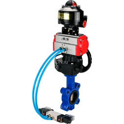 Затвор дисковый поворотный WBV1616N-2W-Fb-H Ду125 Ру16 LUG, корпус - чугун QT450, диск - чугун QT450, уплотнение - NBR, с пневмоприводом PA-DA-105, пневмораспределителем 4M320-08 AC220V, ручным дублером MON3-700-T38-ISO и БКВ APL-510N EX