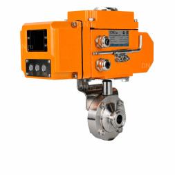 Затвор дисковый поворотный WBV3131E-2W-C-H Ду15 Ру10 кламповый, корпус - пищевая нержавеющая сталь 304, уплотнение - EPDM, с электроприводом QT-N-005EM-B1-220VAC-У1 c датчиком обратной связи и входным управляющим сигналом 0-10В HARK