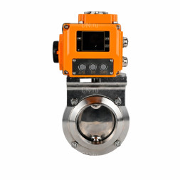Затвор дисковый поворотный WBV3131E-2W-W-H Ду80 Ру10 под приварку, корпус - пищевая нержавеющая сталь 304, уплотнение - EPDM, с электроприводом QT-N-005EM-B1-220VAC-У1 c датчиком обратной связи и входным управляющим сигналом 0-10В HARK