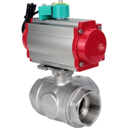 Кран шаровой BV3232P(4pc)-SP-3WL-T-ISO-H Ду65 Ру40 стандартнопроходной L-тип, внутренняя резьба, корпус - нержавеющая сталь 316, уплотнение - PTFE, с пневмоприводом PA-DA-083 и магнитным переключателем ALS200D