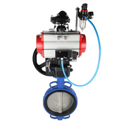 Затвор дисковый поворотный WBV1132N-2W-Fb-H Ду300 Ру16, корпус - чугун GG25, диск - нержавеющая сталь 316L, NBR, с пневмоприводом PA-DA-160, пневмораспределителем 4M310-08 AC220V, БКВ APL-210N, ручным дублером MON4-1200-T54-ISO, БПВ AFC2000