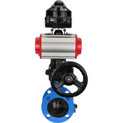 Затвор дисковый поворотный WBV1313E-2W-F-H Ду200 Ру16 фланцевый, корпус - чугун GGG40, диск - чугун GGG40, EPDM, с пневмоприводом PA-DA-140, пневмораспределителем 4V320-08 AC220V, БКВ APL-510N EX и ручным дублером MON2-450-T28-ISO