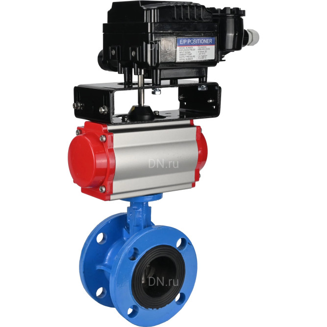 Затвор дисковый поворотный WBV1313E-2W-F-H Ду125 Ру16 фланцевый, корпус - чугун GGG40, диск - чугун GGG40, уплотнение - EPDM, с пневмоприводом PA-DA-130 и позиционером YT-1000RSN с обратной связью в Уфе
