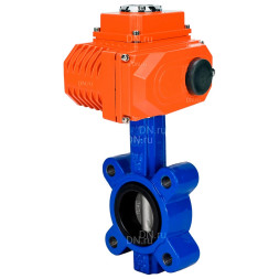 Затвор дисковый поворотный WBV1616E-2W-Fb-H Ду125 Ру16 LUG межфланцевый, корпус - чугун QT450, диск - чугун QT450, уплотнение - EPDM, с электроприводом QT-N-015EM-O1-380VAC-У1 380В HARK