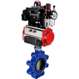 Затвор дисковый поворотный WBV1631E-2W-Fb-H Ду125 Ру16 LUG корпус - чугун QT450, диск - нержавеющая сталь 304, уплотнение - EPDM, с пневмоприводом PA-DA-105, пневмораспределителем 4M310-08 AC220V, БКВ APL-410N EX и БПВ AFC2000
