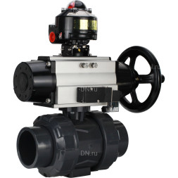 Кран шаровой BV4242E-FP-GRM-ISO Дн100 Ру10 полнопроходной, корпус - НПВХ, шар - НПВХ, уплотнение - EPDM, с пневмоприводом PA-DA-105-1, пневмораспределителем 4M310-08 AC220V и БКВ APL-510N EX