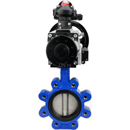Затвор дисковый поворотный WBV1631N-2W-Fb-H Ду125 Ру16 LUG корпус - чугун QT450, диск - нержавеющая сталь 304, уплотнение - NBR, с пневмоприводом PA-DA-105-1, пневмораспределителем 4M310-08 DC24V и БКВ APL-210N