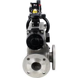Кран шаровой BV3232P(4pc)-FP-3WL-F Ду100 Ру16 полнопроходной трехходовой, фланцевый, корпус - нержавеющая сталь SS316, с пневмоприводом PA-DA-105-1, пневмораспределителем 4M310-08 AC220V, БКВ APL-210N и БПВ AFC2000