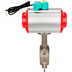 Затвор дисковый поворотный WBV3131P-2W-Fb-H Ду150 Ру16 корпус - нержавеющая сталь 304, диск - нержавеющая сталь 304, уплотнение - PTFE, с пневмоприводом PA-DA-105, пневмораспределителем 4M310-08 DC24V и магнитным переключателем ALS200D
