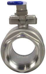 Кран шаровой BV3232P(2pc)-FP-T-ISO-H Ду100 Ру40 полнопроходной двухходовой, нержавеющая сталь 316, внутренняя резьба, уплотнение - PTFE, с ISO-фланцем и рукояткой, 19х19, F07/F10