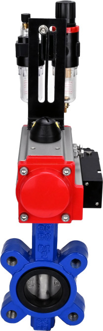 Затвор дисковый поворотный WBV1631E-2W-Fb-H Ду50 Ру16 LUG корпус - чугун QT450, диск - нержавеющая сталь 304, уплотнение - EPDM, с пневмоприводом PA-SA-083, пневмораспределителем 4M310-08 DC24V и БПВ AFC2000 в Уфе