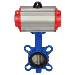 Затвор дисковый поворотный WBV1432N-2W-Fb-H Ду300 Ру16, корпус - чугун GGG50, диск - нержавеющая сталь 316L, уплотнение - NBR, с пневмоприводом PA-SA-210 с возвратными пружинами, пневмораспределителем 4M310-08 AC220V
