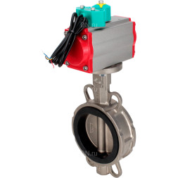Затвор дисковый поворотный WBV3232V-2W-Fb-H Ду65 Ру16 корпус - нержавеющая сталь 316L, диск - нержавеющая сталь 316L, уплотнение - Viton, с пневмоприводом PA-DA-065 и магнитным переключателем ALS200D