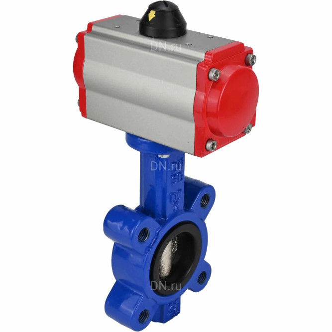 Затвор дисковый поворотный WBV1616N-2W-Fb-H Ду100 Ру16 LUG корпус - чугун QT450, диск - чугун QT450, уплотнение - NBR, с пневмоприводом PA-SA-130 и пневмораспределителем 4M310-08 DC24V в Уфе